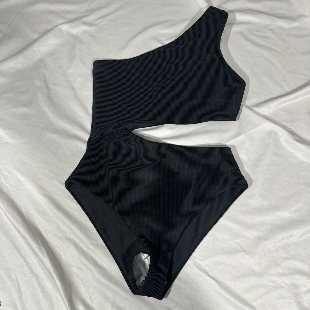 NEW Beach Riot [ XS ] Celine Cutout‎ Rib One Shoulder One Piece Swimsuit U1524